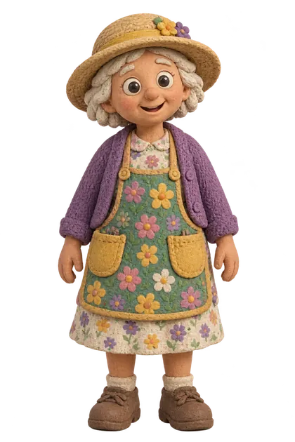 Oma Gisela als gemalte Figur